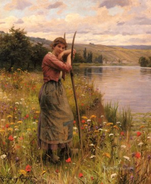 Daniel Ridgway Knight Painting - A Moment Of Rest countrywoman Daniel Ridgway Knight